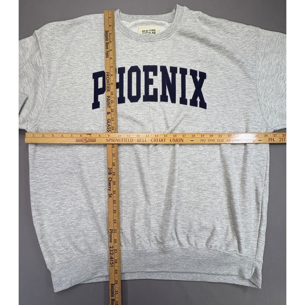 New York Popular Phoenix Crewneck Sweatshirt Gray Navy Block Ltr Embroidered 2XL - Picture 3 of 6